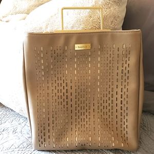 BEBE Two-Toned Tan Hard Handle Handbag